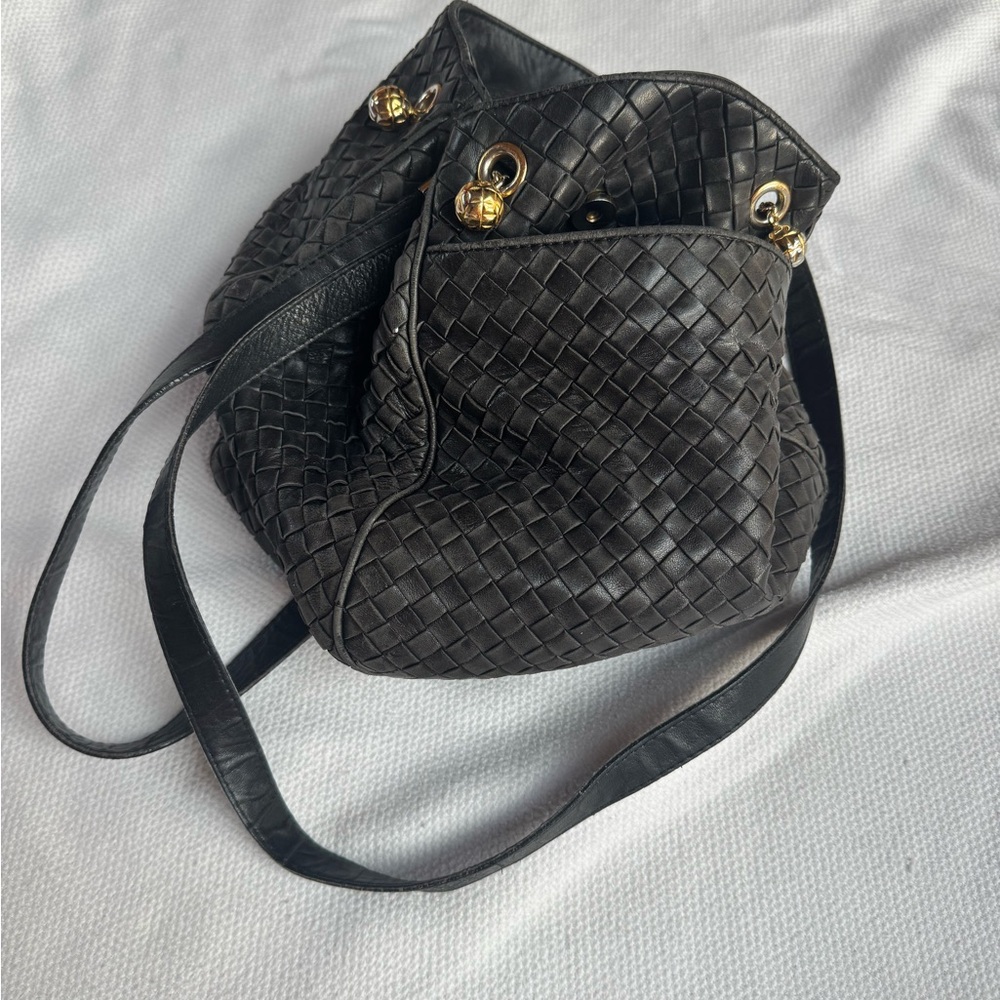 Bottega Veneta Black Woven Shoulder Bag